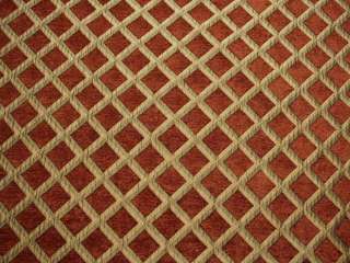 Diamond Lattice Chenille Upholstery Fabric Rust  
