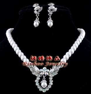 1set frugal plastic pearl necklace earrings for wedding  