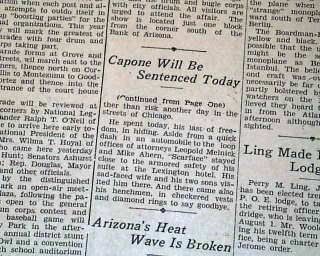 1931 AL CAPONE Tax Evasion Plea Change MAFIA Newspaper  