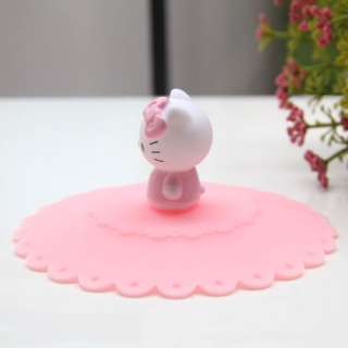 Hello Kitty Cat Cup Lid Coffee Mug Cover Silicone Airtight   Pink 