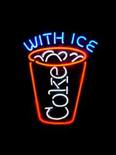 COCA COLA COKE WITH ICE BEER BAR NEON LIGHT SIGN me246  