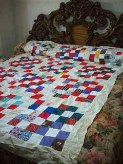 GREAT VINTAGE THIRTY SIX PATCH QUILT TOP #B908  