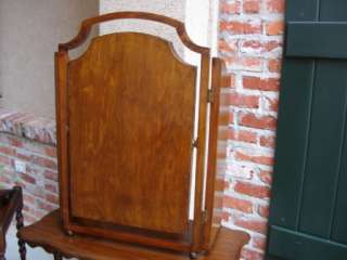 Antique English Walnut Tri Fold Vanity Table Dresser MIRROR w 