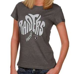  Oakland Raiders Ladies Gray Clover Frenzy Heathered T 