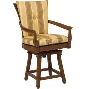   Swivel Bar Stool with Seat and Back Cushions Fabric Abacos   Straw