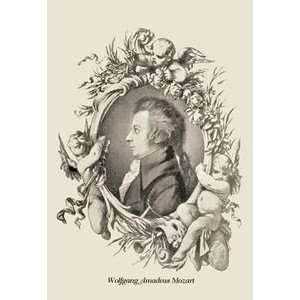  Wolfgang Amadeus Mozart   12x18 Framed Print in Gold Frame 