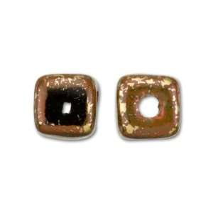  5mm Brown with Gold Finish Porcelain Cube Bead Arts 