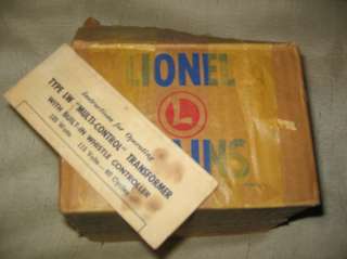 Vintage Post War Train Lionel Type LW Multi Control Transformer in Box 