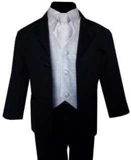   Suit Boy Black with White Vest and Tie From Baby to Teen Clothing