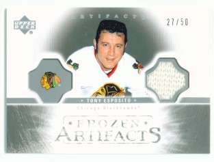 TONY ESPOSITO GAME USED JERSEY #27/50 UD ARTIFACTS 05  