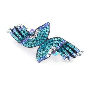  Blue Wings Czech Crystal Rhinestone Hair Barrette Beauty