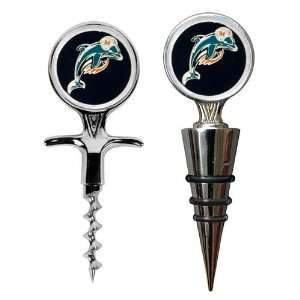   Dolphins NFL Cork Screw and Wine Bottle Topper Set