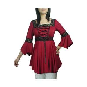  Gothic Romance Red Lace up Corset Top Xl 
