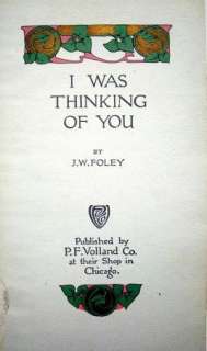 Was Thinking Of You By J. W. Foley 1913 HC Volland Co  