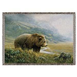  Bear By Micheal Budden Tapestry Throw 50 x 60