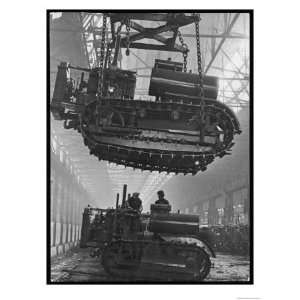 Winching a Tank with an Overhead Crane at a Factory in St. Petersburg 