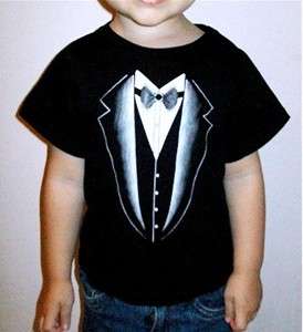 Cute Funny Toddler Tuxedo Print Black T Shirt, 18M 2T  