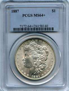 Morgan Silver Dollar 1887 PCGS MS 64+ Plus White Nice  