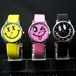 3PC design Smile Face Girls Boys Kids Wrist Watch,  