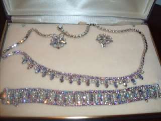   David Necklace, Bracelet, Clip Earrings Marked Original Box  