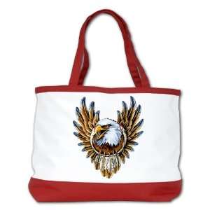  Shoulder Bag Purse (2 Sided) Red Bald Eagle with Feathers 