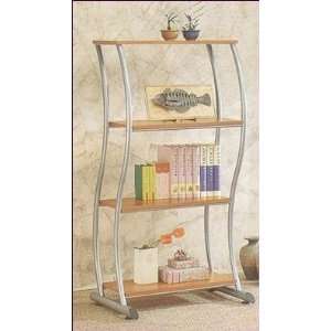   Shelf/Bookcase in Pewter Metal Frame and Wood Shelving