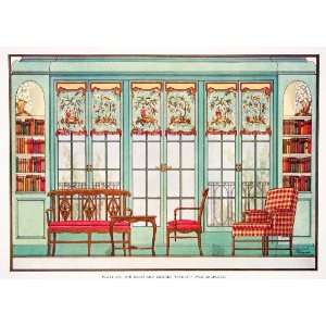  1929 Color Print Layout Library Sun Room Furniture 