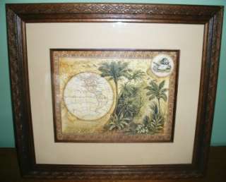 Old World Antique Globe Style Picture Wall Art Globes Tropical Wood 