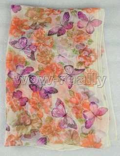 New Arrive Butterfly&Flower Print Silk Scarves Scarf #3124  