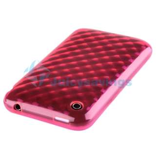 Pink Diamond Gel Case Skin+Mirror LCD for iPhone 3G 3GS  