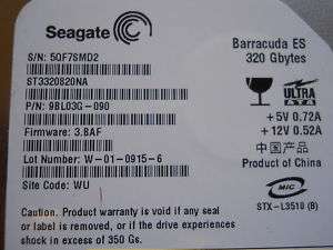 SEAGATE BARRACUDA 320GB ATA HD ST3320820NA 9BL03G 090  