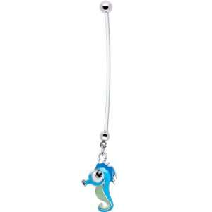  Blue Seahorse Pregnant Belly Ring Jewelry