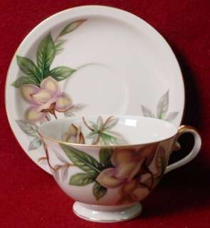 MEITO china WOODROSE pattern CUP & SAUCER Set  