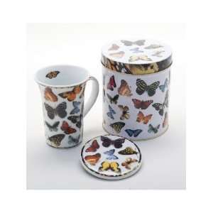 Ceramic Paul Cardew Butterflies 14 ounce Mug and Coaster in Decorated 