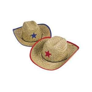  Childs Straw Cowboy Hat With Plastic Star (1 DOZEN)   BULK 