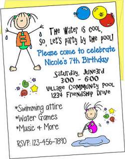 Personalized POOL PARTY Birthday Invitations and Cards  