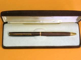 Vintage Hallmark Wenge Wood Ball Point Pen With Case  