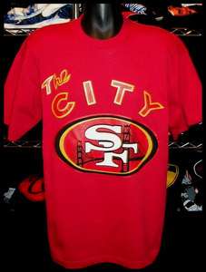 SF San Francisco 49ers Warriors The City Mix T shirt Jersey Bay Area L 