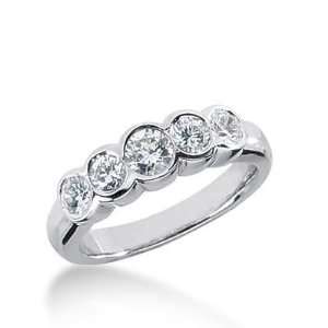 14K Gold Diamond Anniversary Wedding Ring 5 Round Brilliant Diamonds 0 