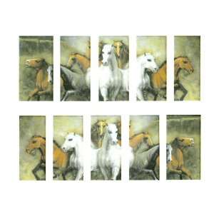  Group of Running Horses Full French Nail Water Decals 