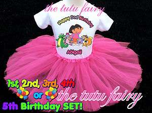   Dora Outfit personalized t shirt name age 1st first 2nd 3rd & tutu set
