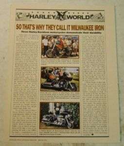Harley Davidson Motorcycle 1991 Enthusiast Mag. Article  