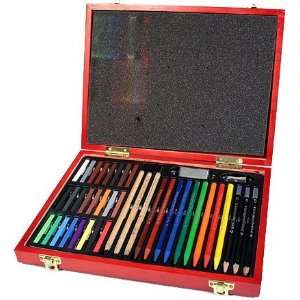  Still Life Artist Drawing Set 41 Pieces in Wood Storage 