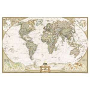   World Political Map (Earth toned), Mounted   White Frame Office