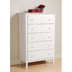  Storage Chest with Five Drawers   Contemporary White 