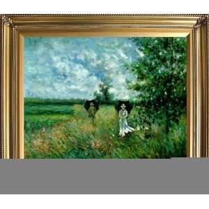 Claude Monet   Walking Near Argenteuil Hand Painted Framed Oil 