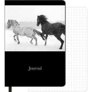  Horses In Snow Black and White Journal Blank Book Diary 