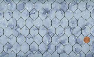 CHANTICLEER WIRE FENCING ON BLUE FABRIC   DIANE KNOTT/CLOTHWORKS 