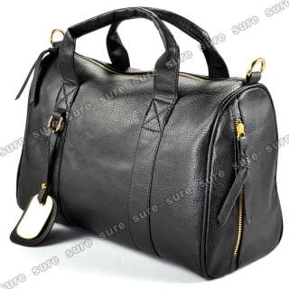 Black Celebrity style Stud Studded Bottom Duffel Tote Bag HandBag 