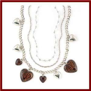 Leopard Heart Charm Necklace and Bracelet New Everything 